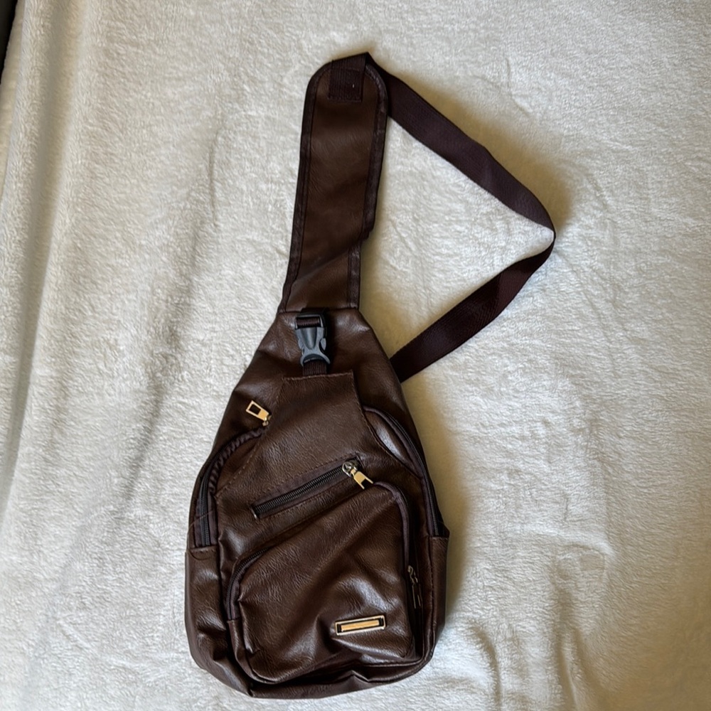 Brown Leather Men's Sling Bag